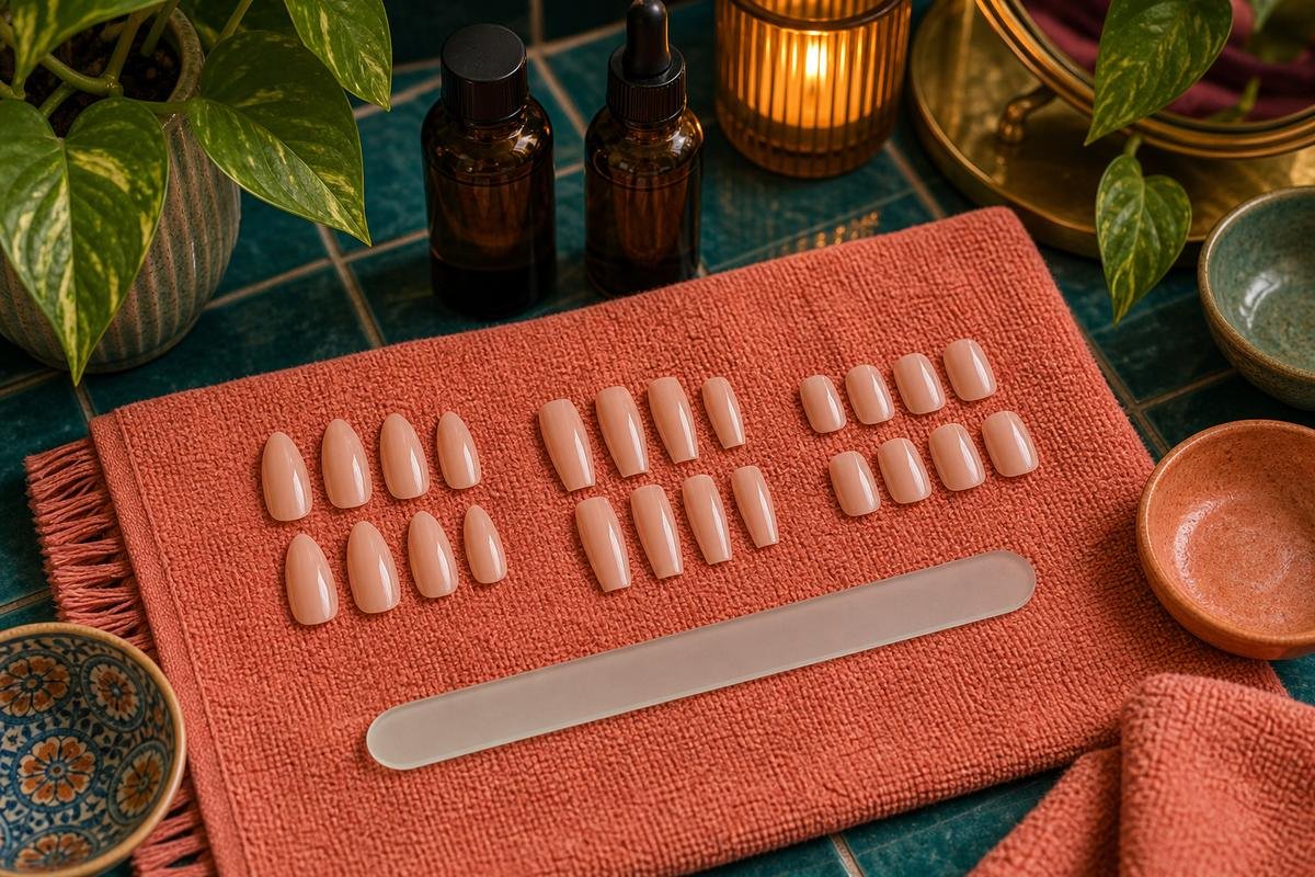 Flatlay comparing nail shapes