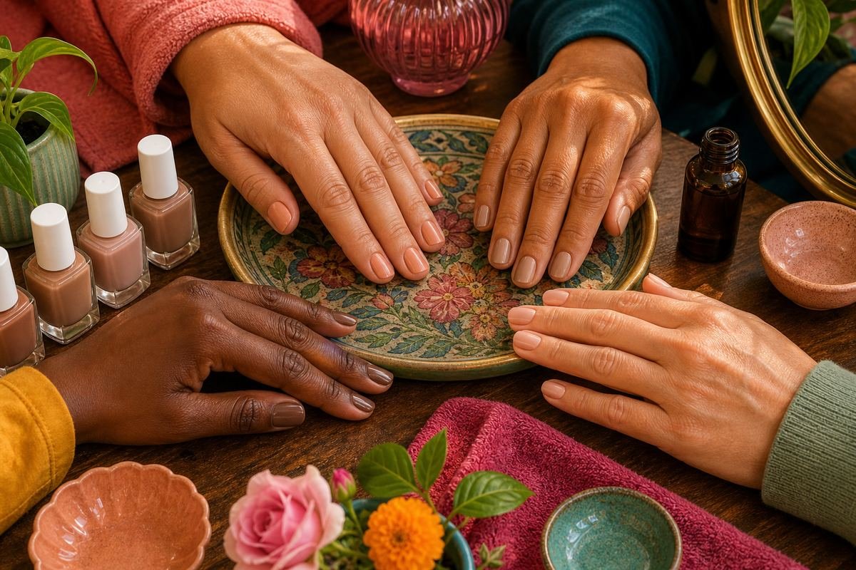 Nude manicures across different skin tones