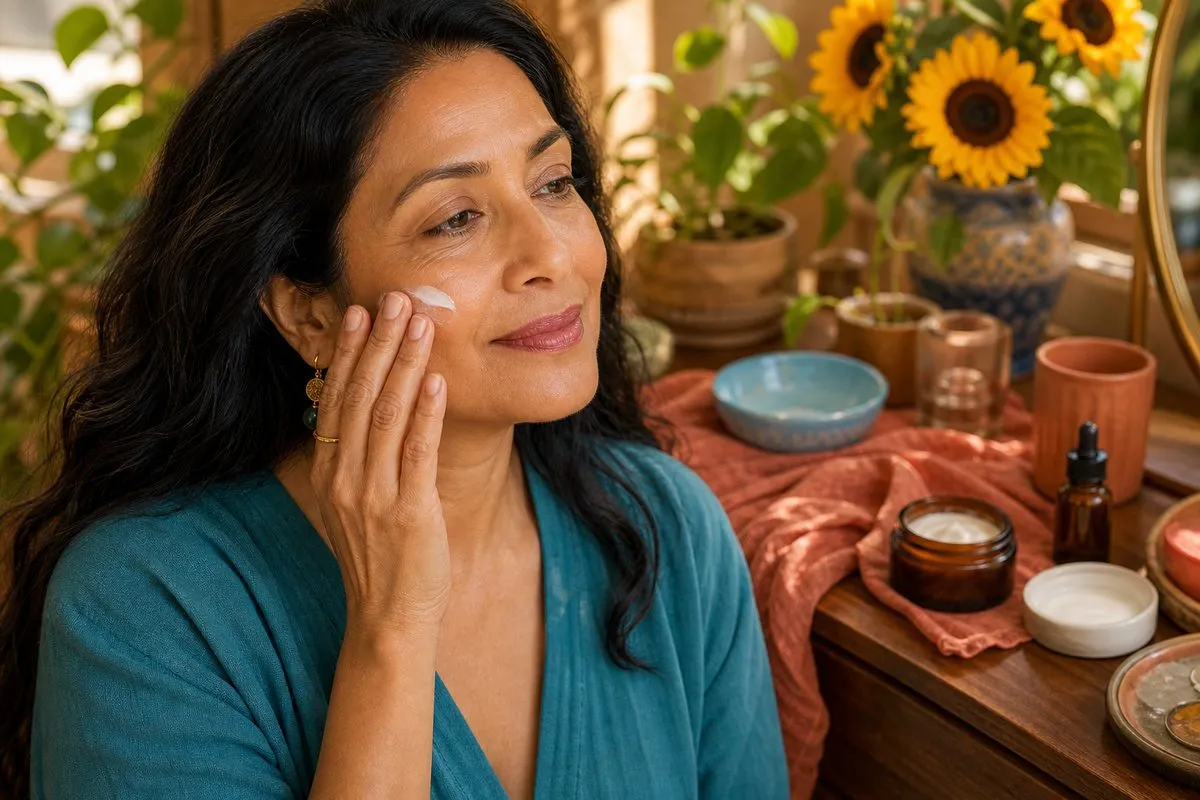 Woman applying gentle, fragrance-free cream