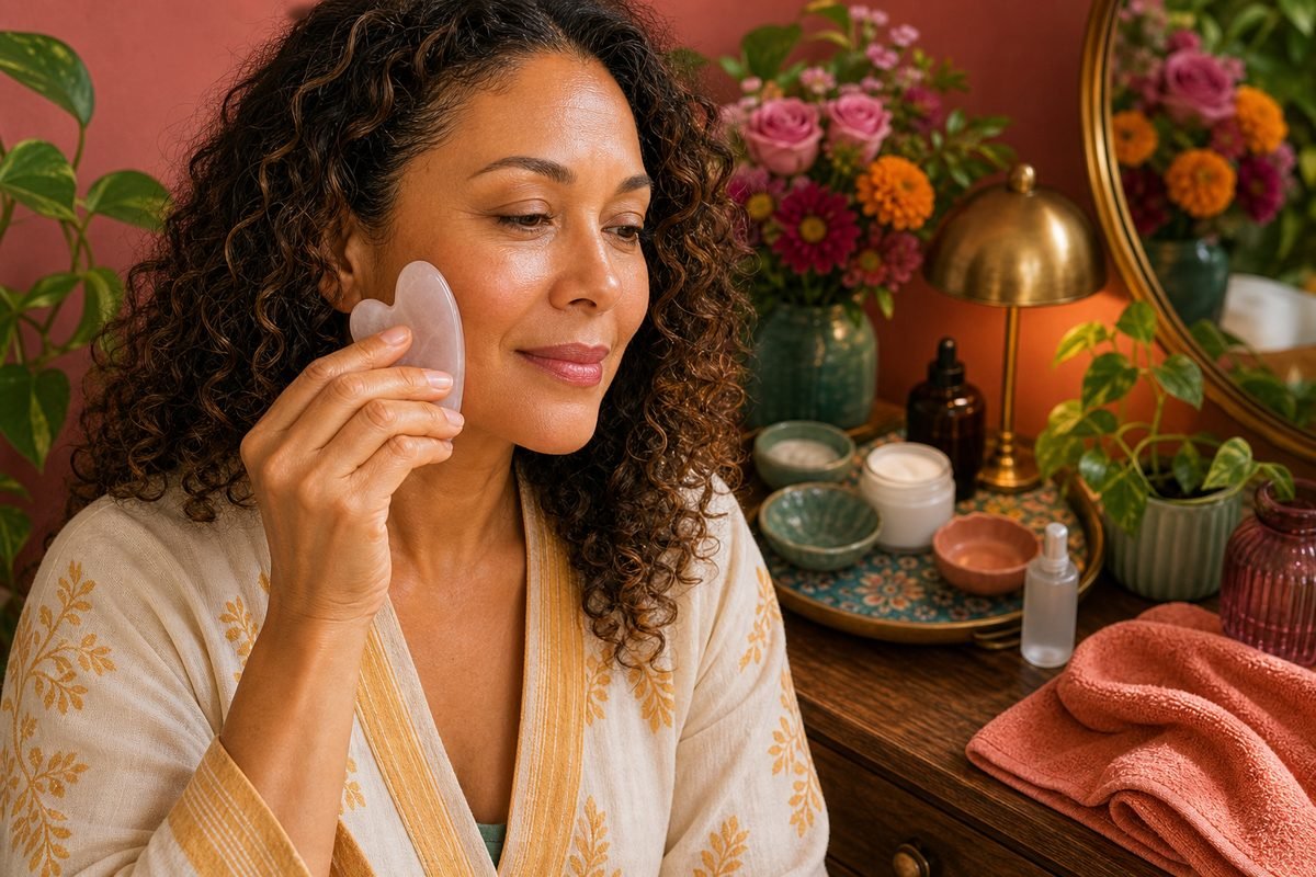 Close-up of a firming facial massage