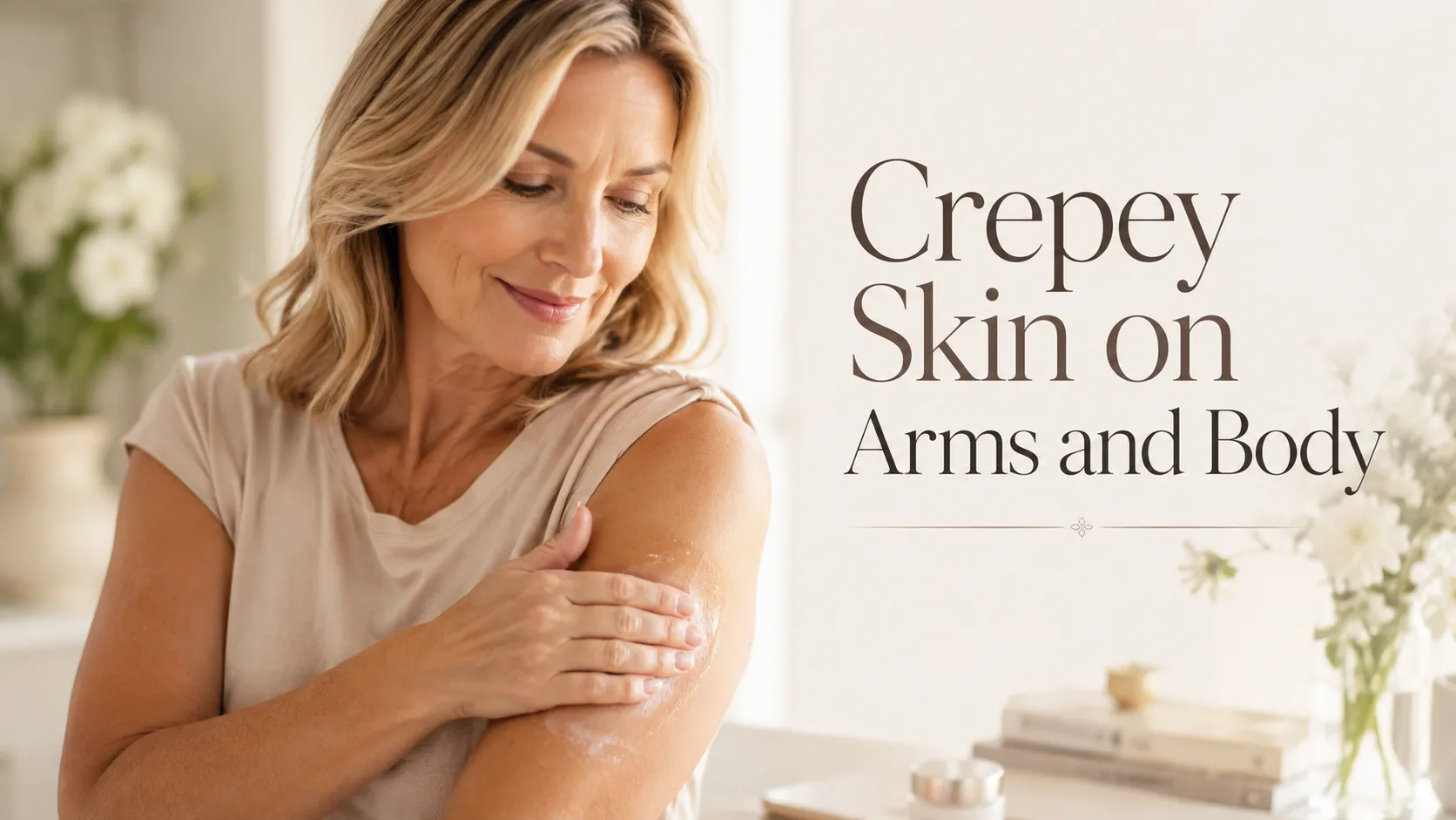 Firming crepey skin on arms with body lotion and retinol
