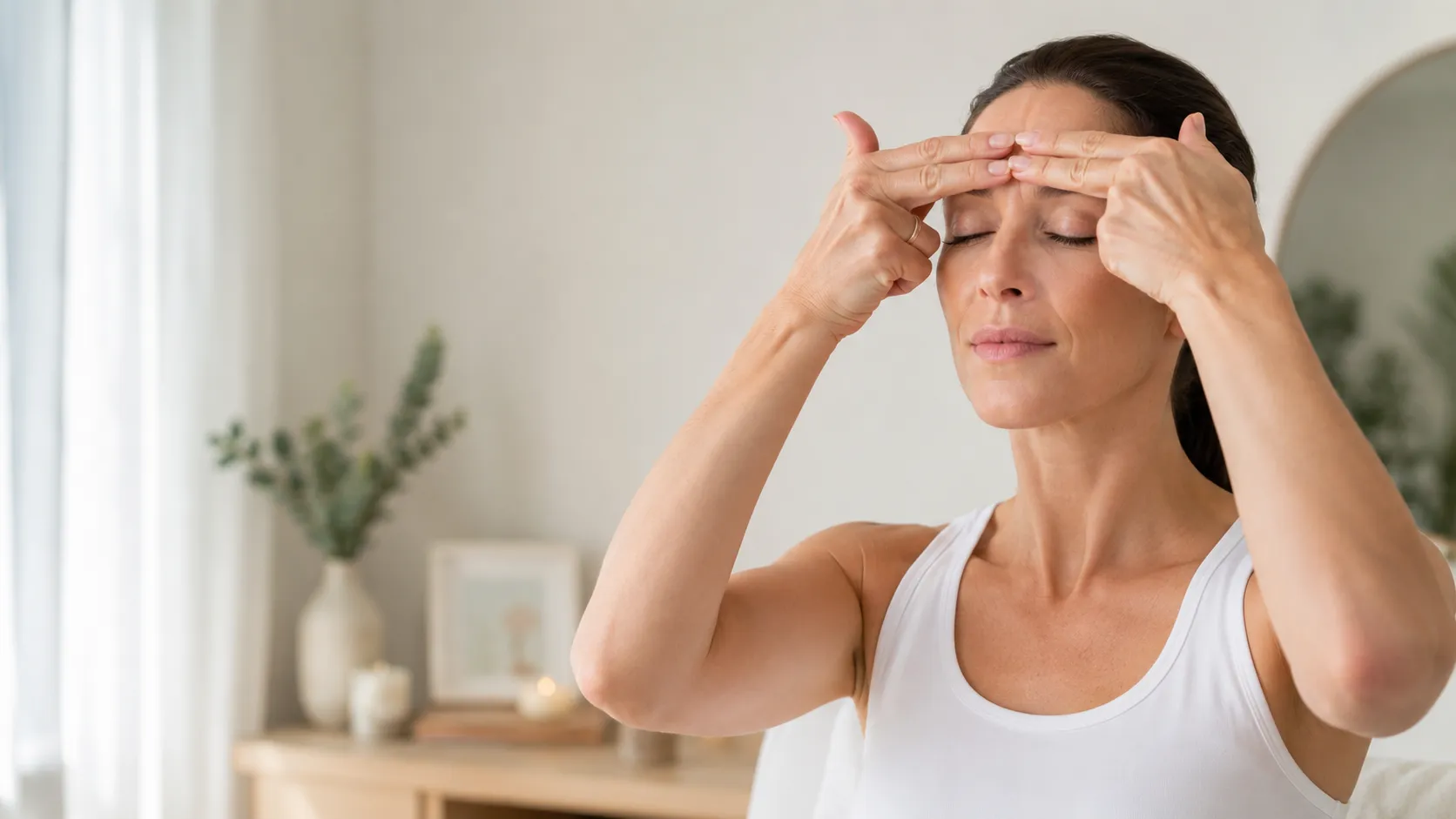 Diverse women doing gentle face yoga for smile lines in a soft beauty setting