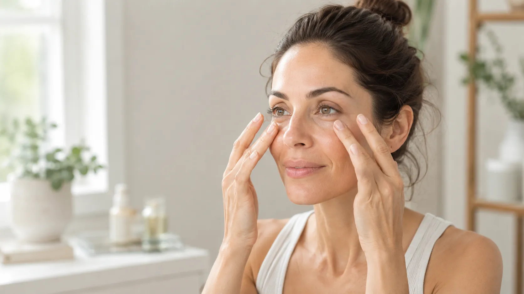 Gentle face yoga for forehead lines and frown lines