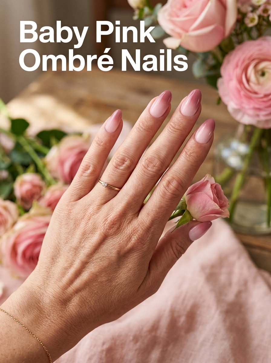 Baby pink ombre nails