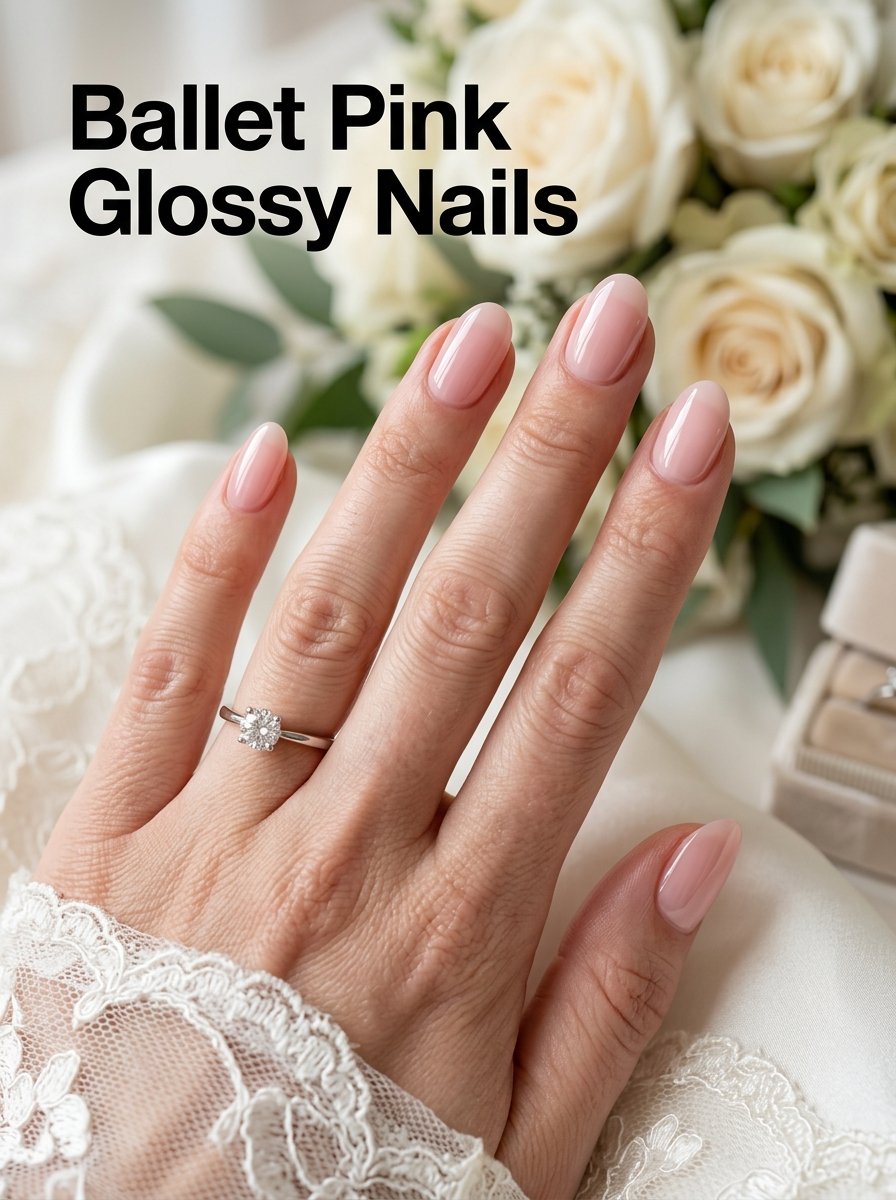 Ballet pink glossy nails