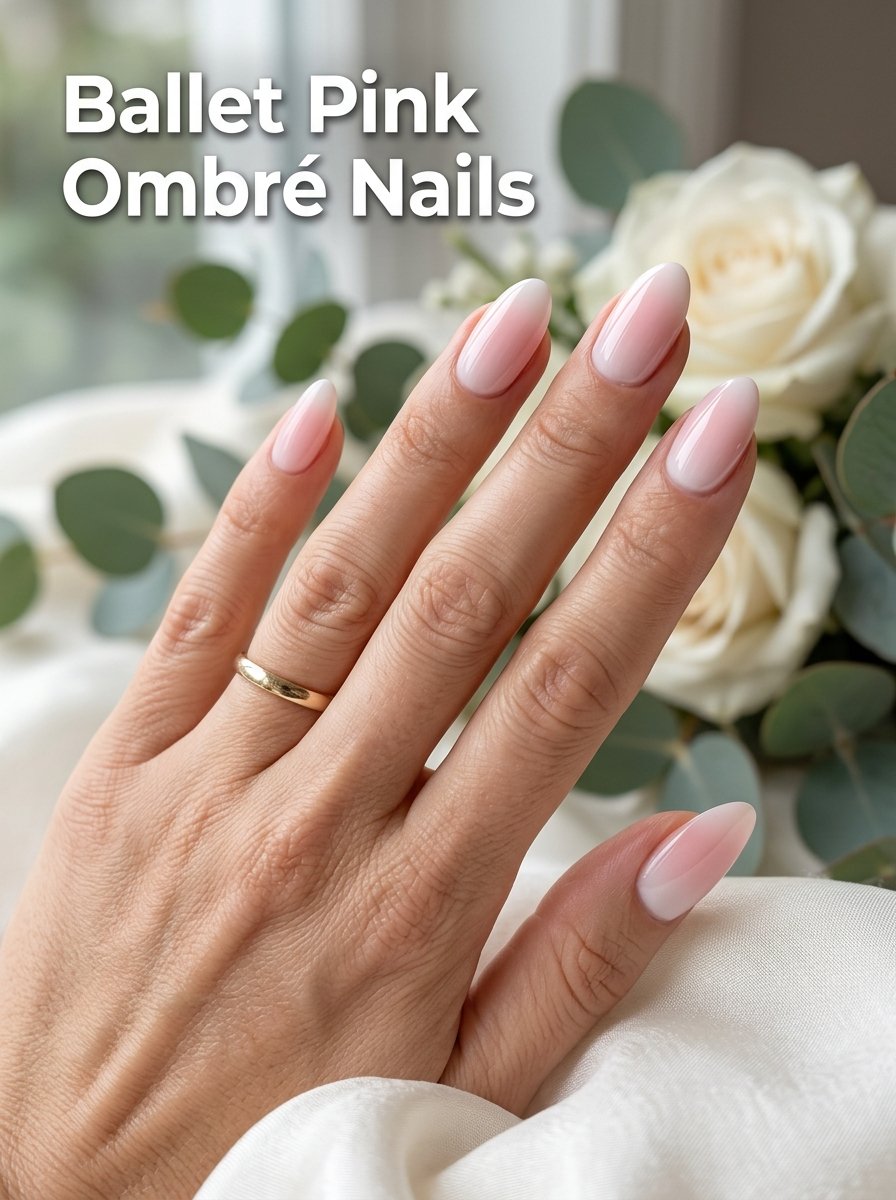 Ballet pink ombre nails