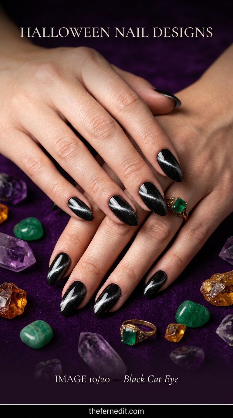 Black cat eye nail designs