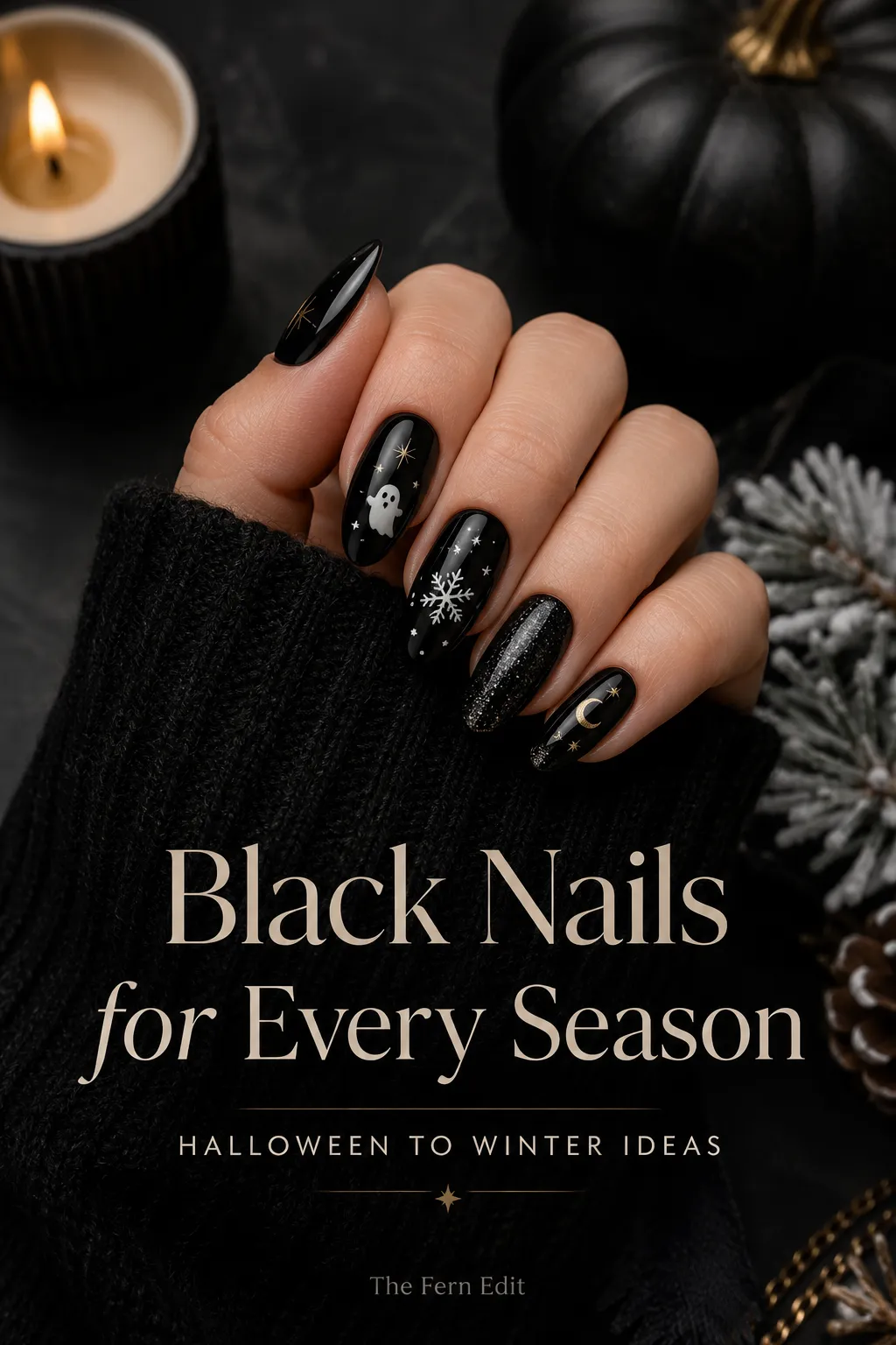 Black nails for every season halloween to winter ideaspng