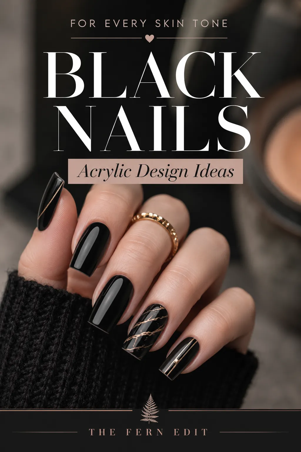 Black nails for every skin tone acrylic design ideas