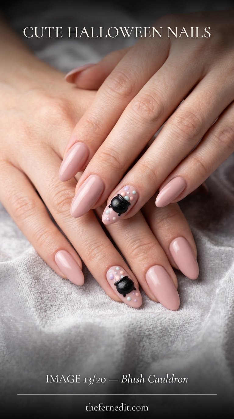 Blush pink halloween nail photog