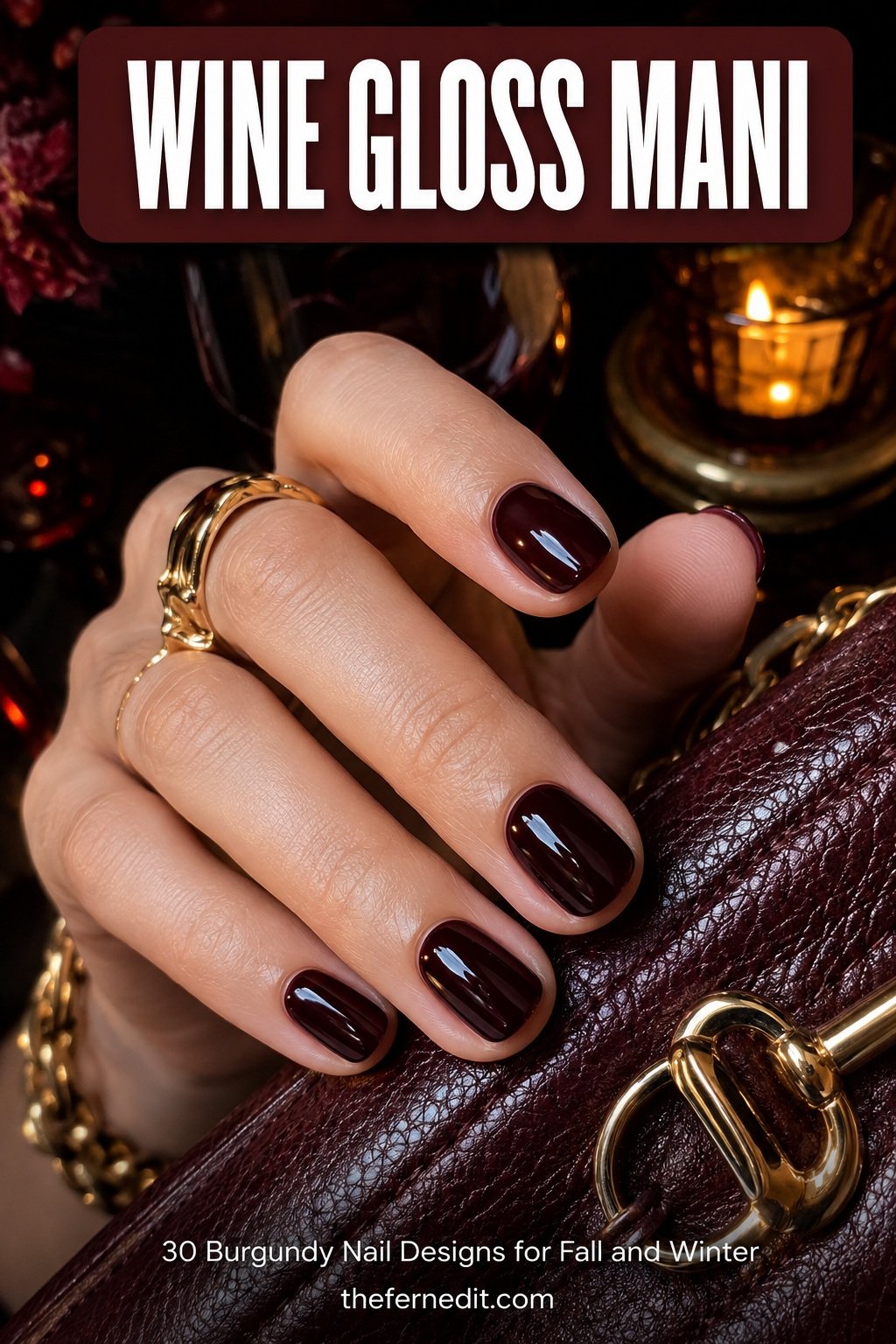 Deep Burgundy Nails for Cozy Fall Nights