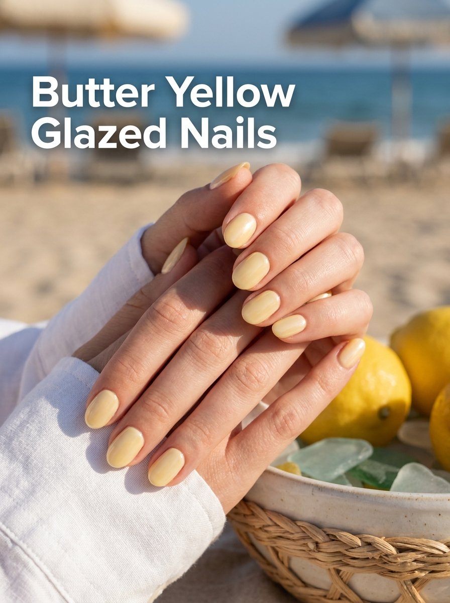 Butter yellow glazed nails