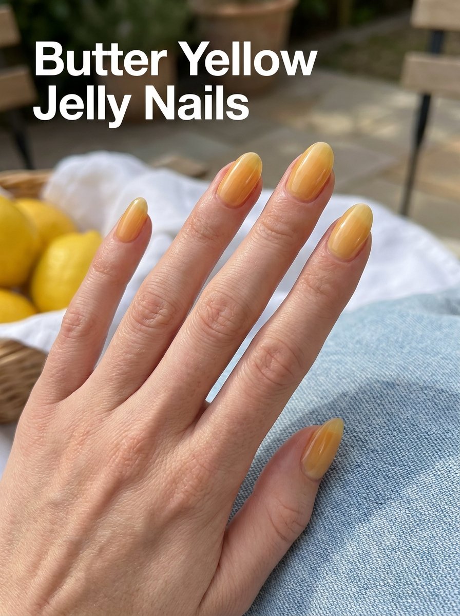 Butter yellow jelly nails