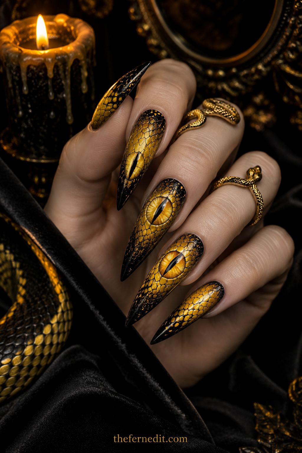 Mustard Fall Ombré — Yellow Halloween nail design idea