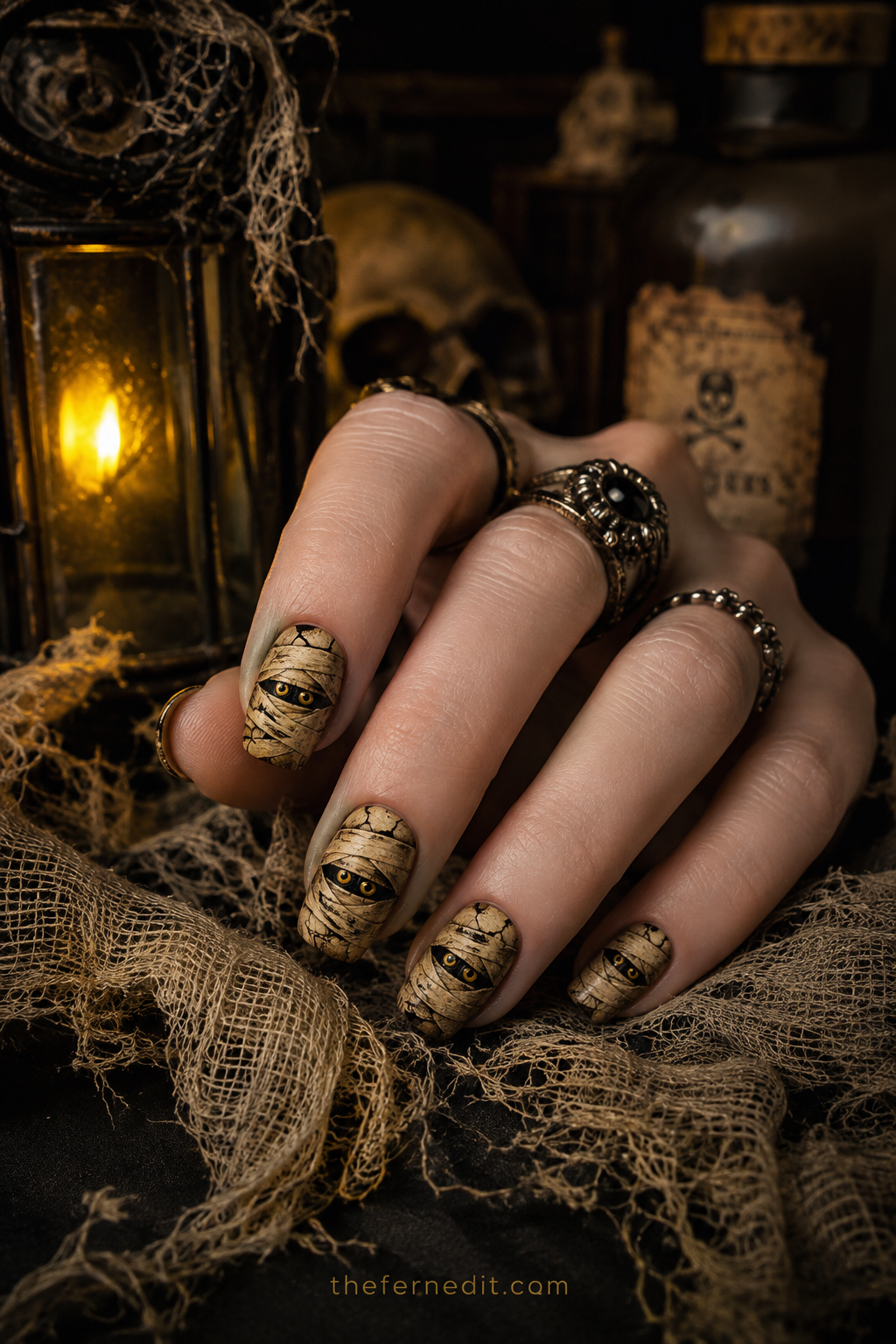 Sunny Jack-o'-Lantern Set — Yellow Halloween nail design idea