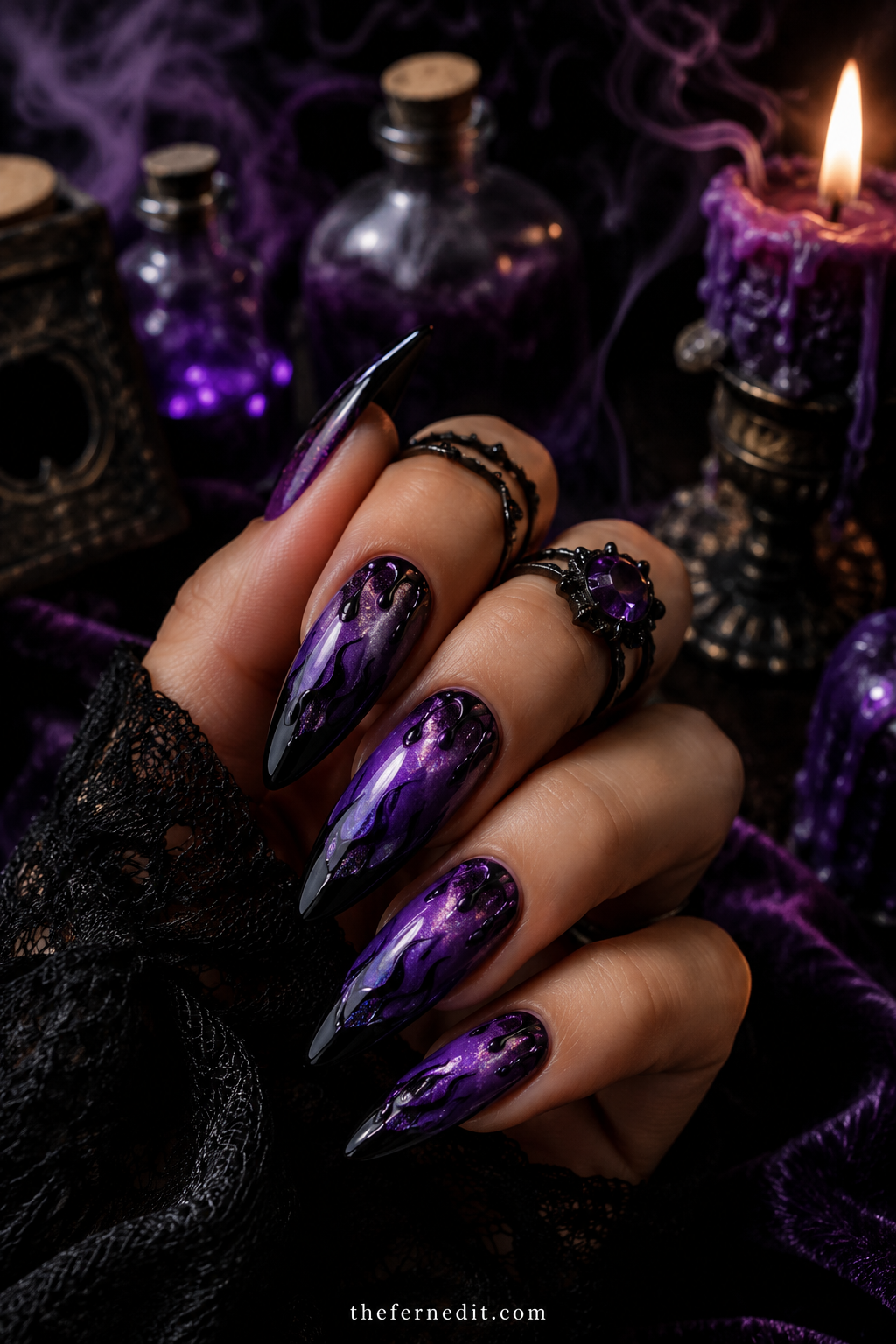 Purple Halloween Nails: 10 Mystical &amp; Spooky Ideas