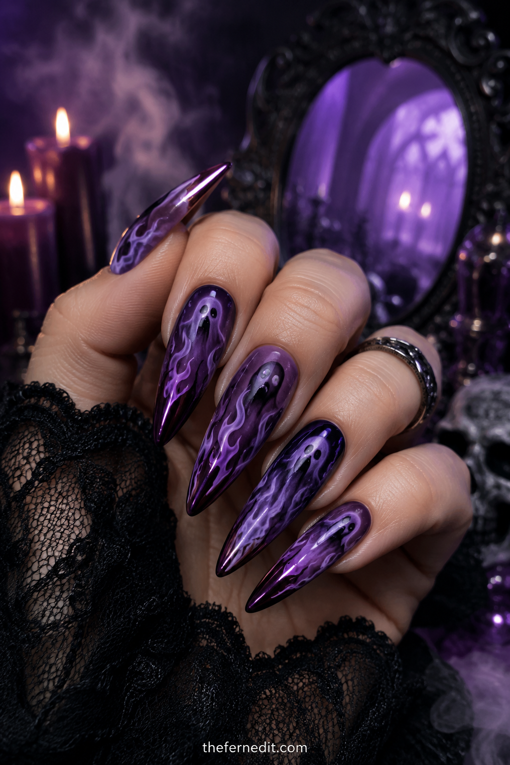 Galaxy Purple Ombré — Purple Halloween nail design idea