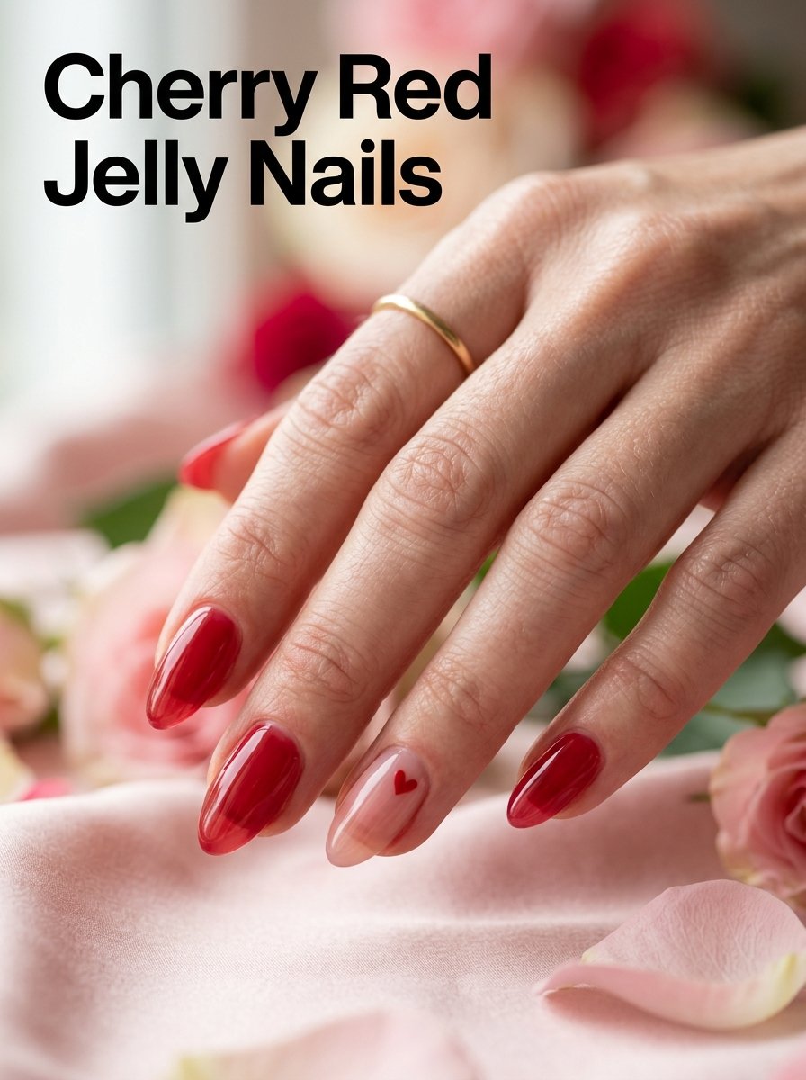 Cherry red jelly nails