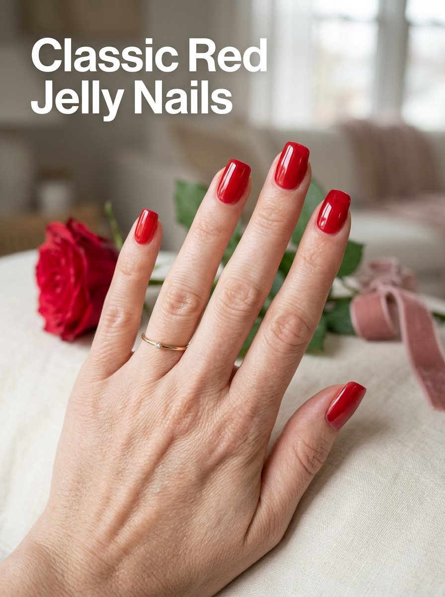 Classic red jelly nails