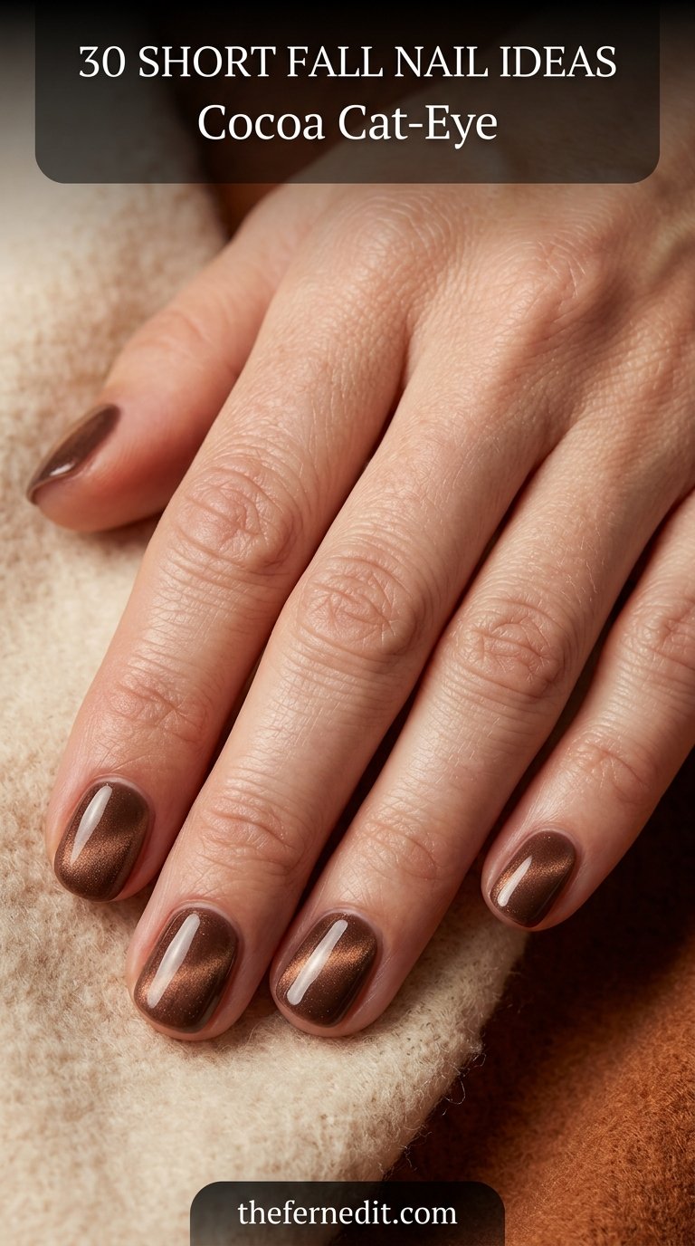 Cocoa cat eye nail design