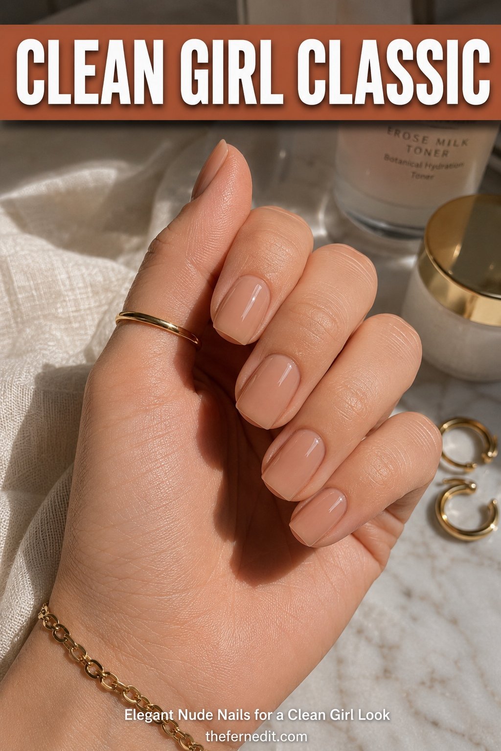 Elegant Nude Nails for a Clean Girl Look