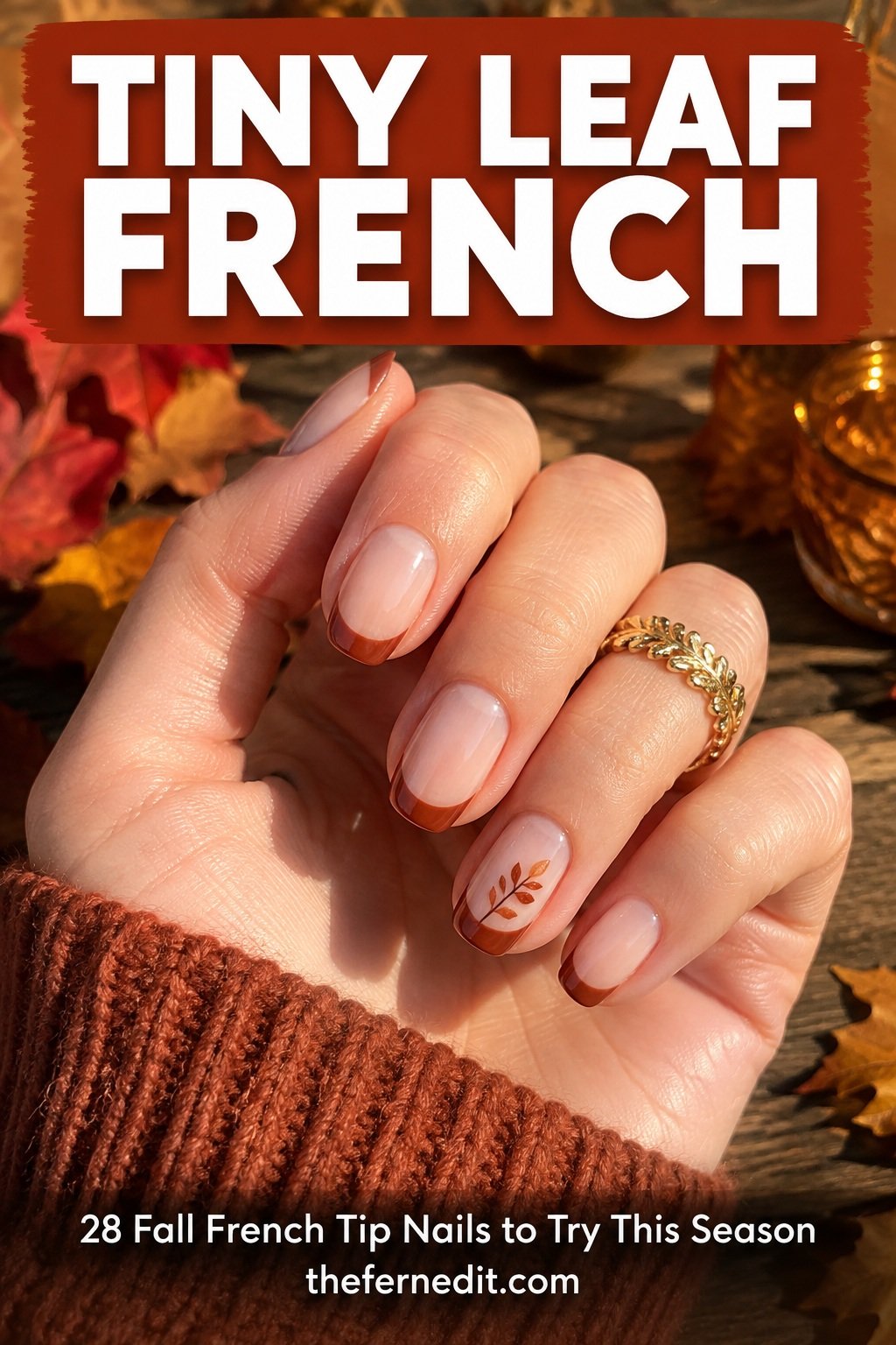 Fall French Tip Nails in Cozy Autumn Shades