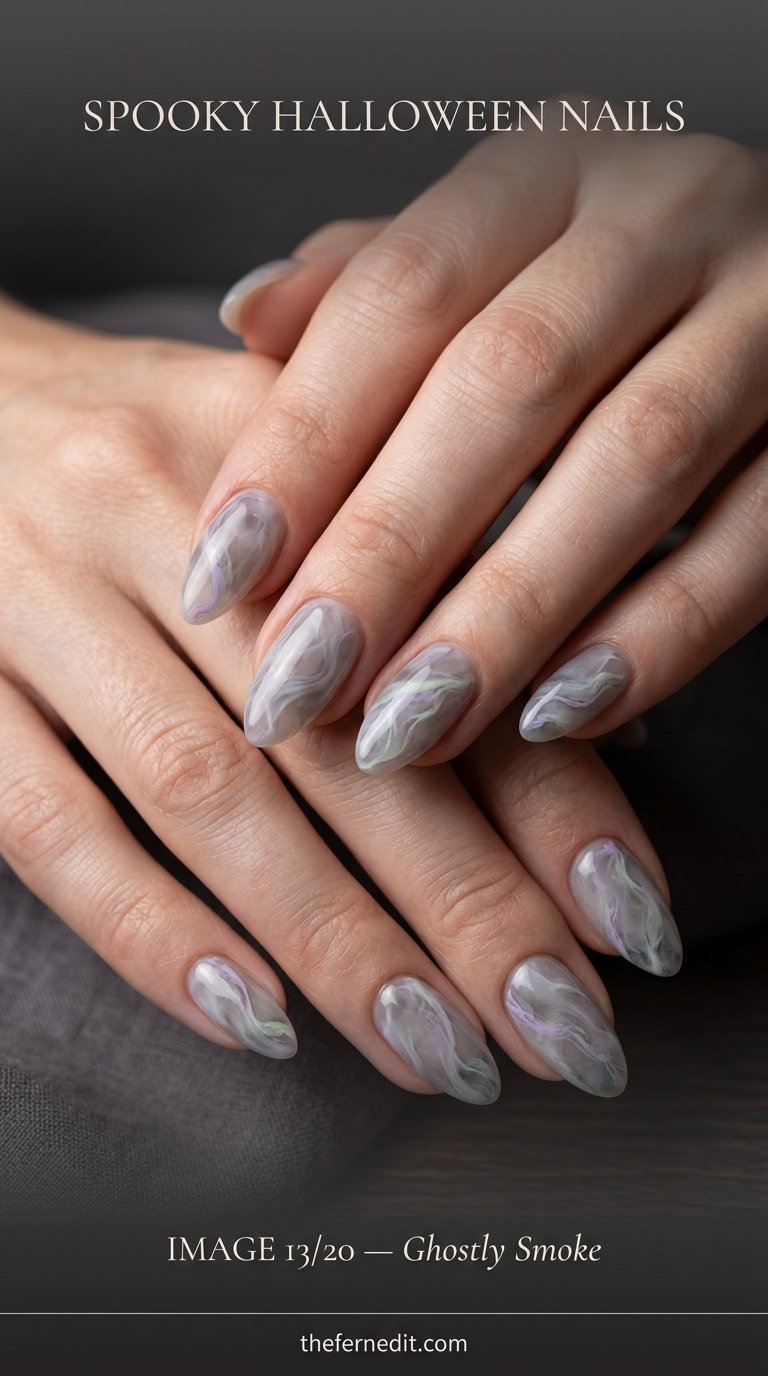 Ghostly smoke halloween nail pho