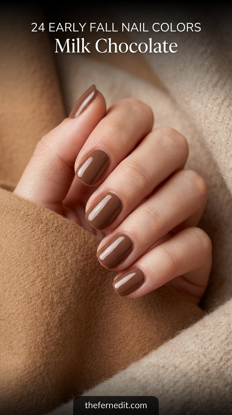 Hand displaying brown nail polish