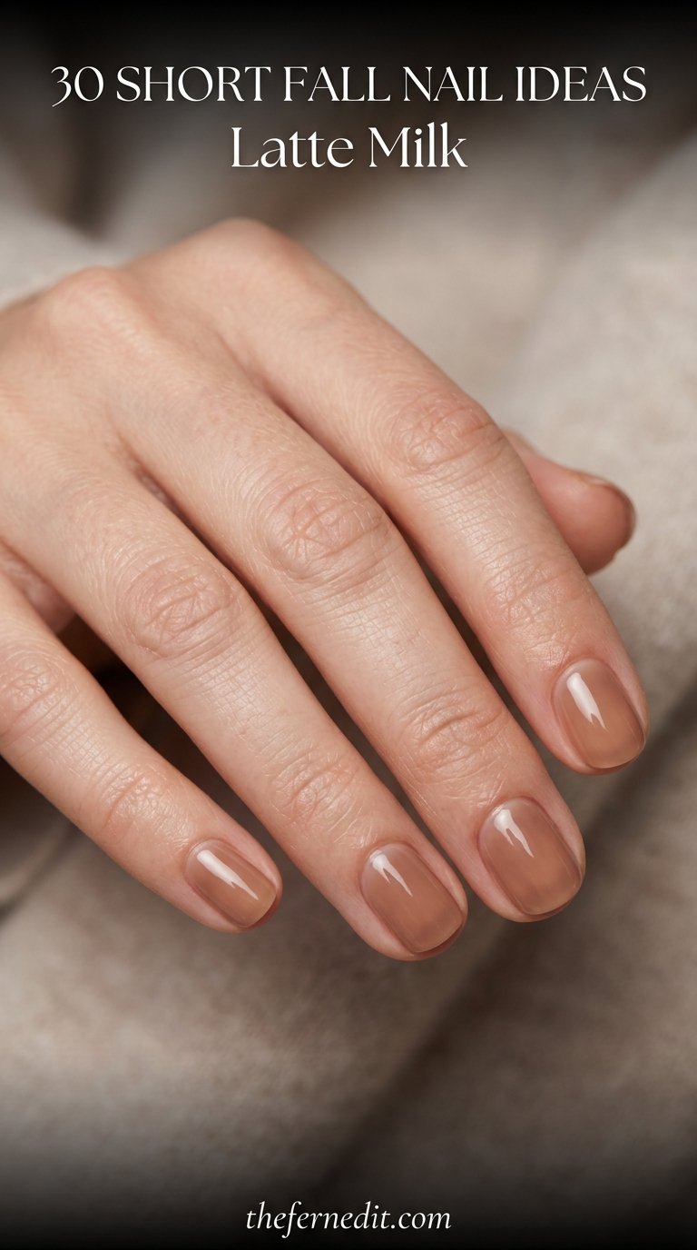 Hand displaying latte colored nails