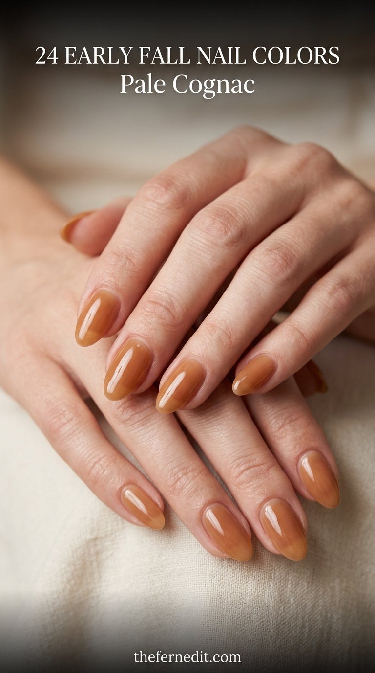 Hand displaying warm brown nails