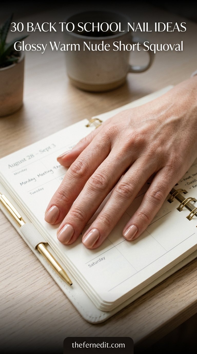 Hand resting on planner
