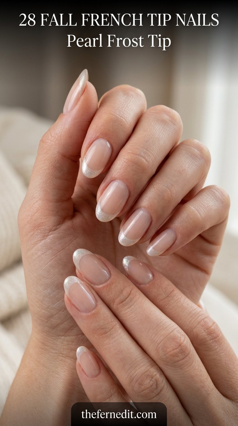 Hand with pearl french tips