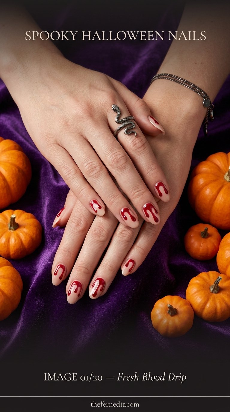 Hands displaying halloween nail art