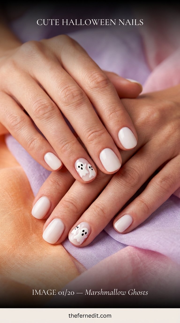 Hands with ghost nail art