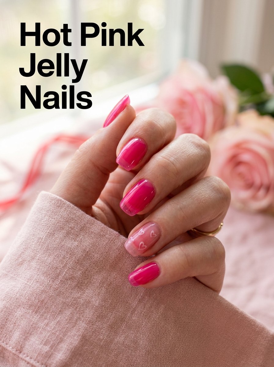Hot pink jelly nails