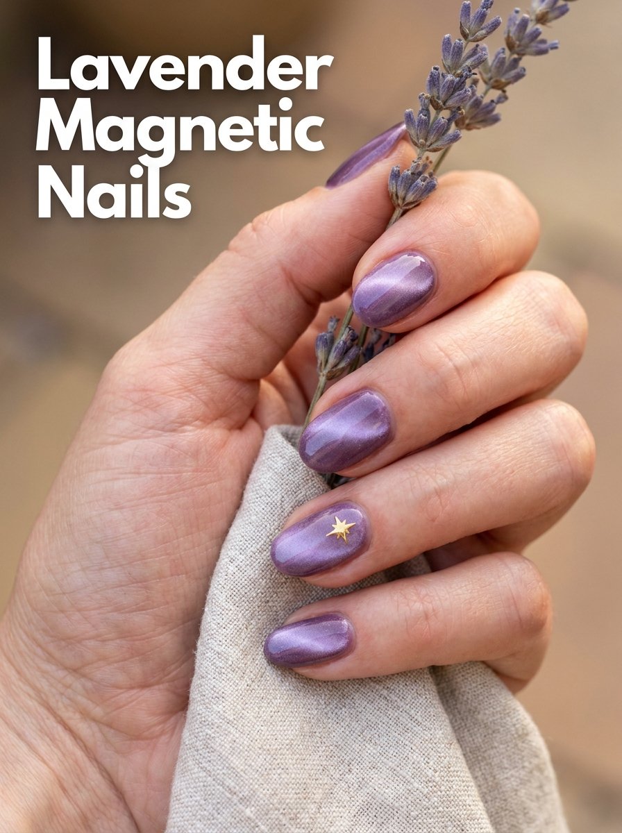Lavender magnetic nails editorial