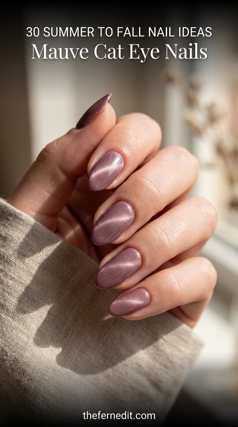 Mauve cat eye nail ideas