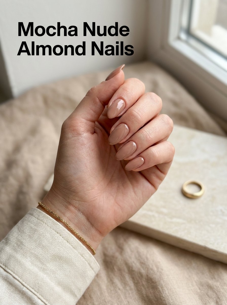 Mocha nude almond nails