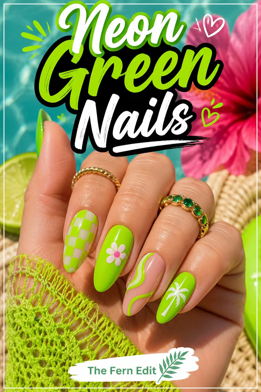 Neon green nails bright summer green nail ideas