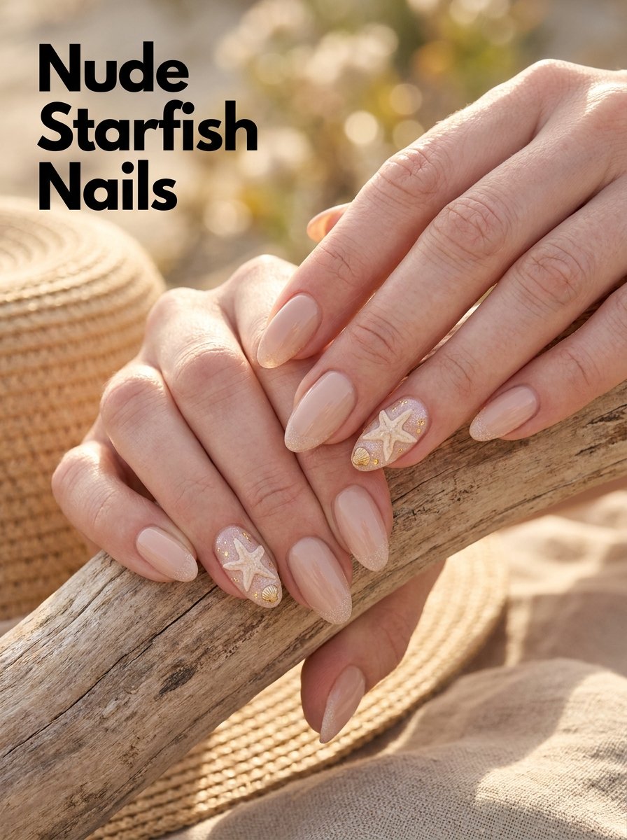 Nude starfish nail art