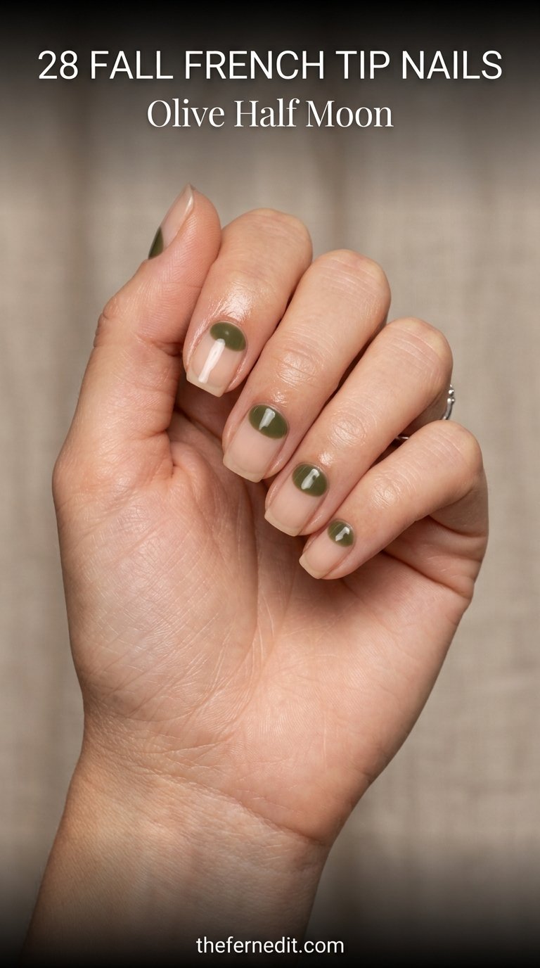 Olive half moon manicure