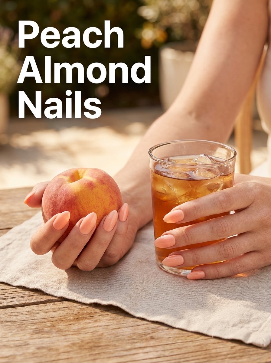 Peach almond nail design