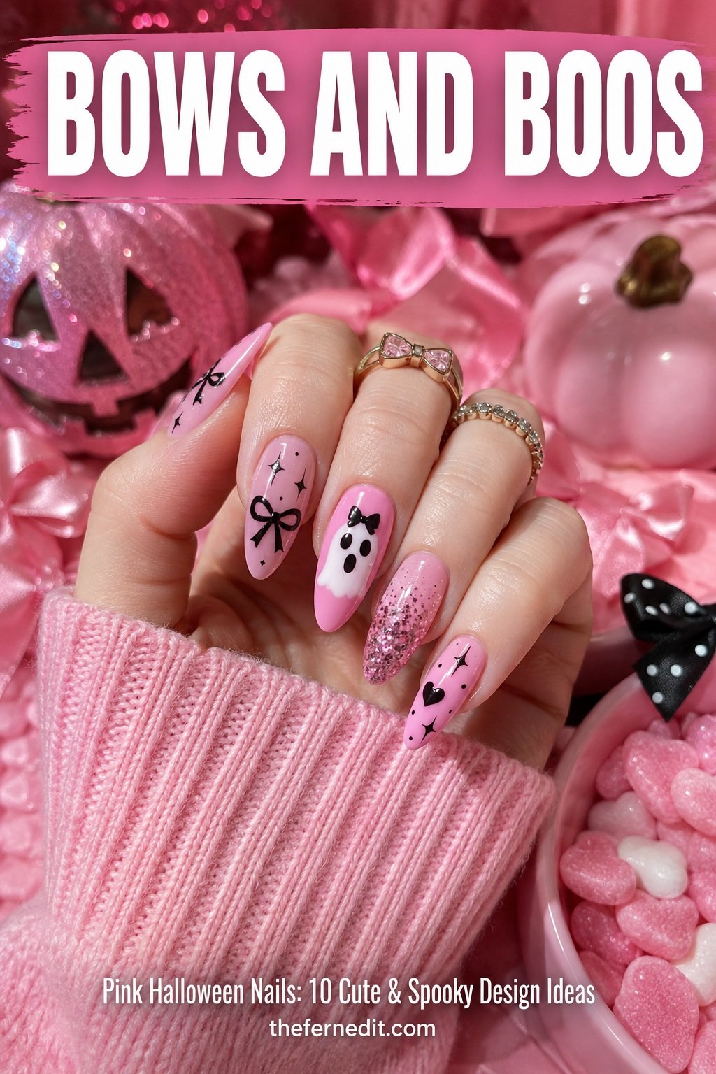 Pink Halloween Nails