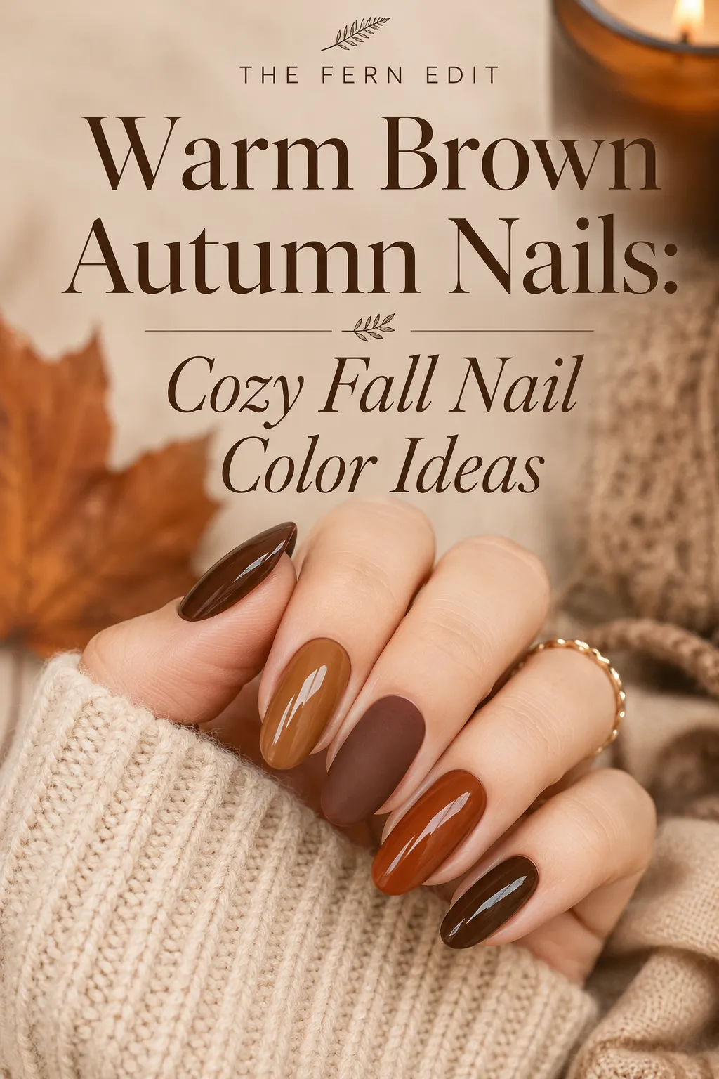 Warm brown autumn nails cozy fall nail color ideas