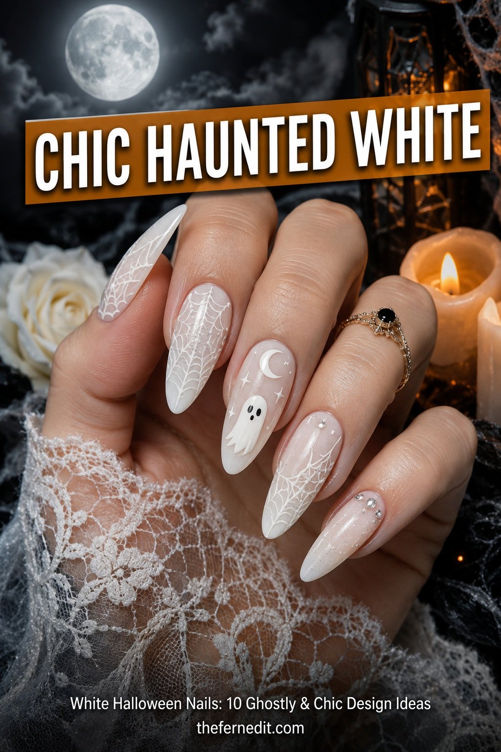 White Halloween Nails