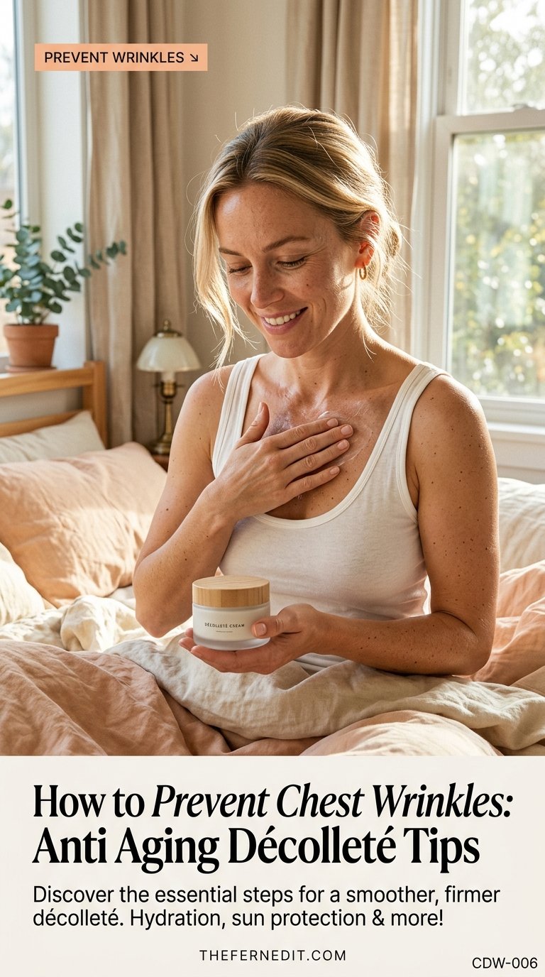 Woman applying cream chest wrinkles