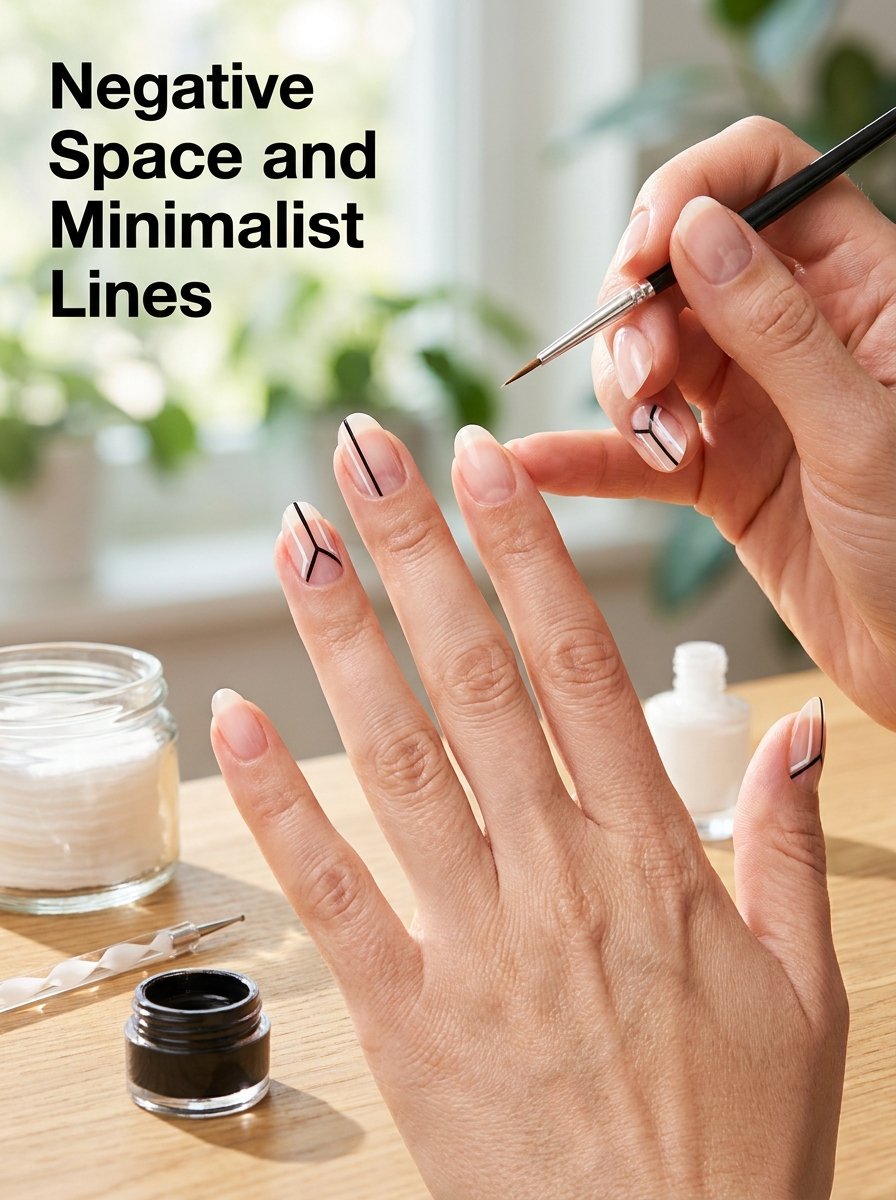 Woman displaying minimalist nail