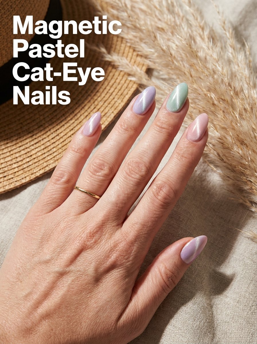 Woman displaying pastel cat eye