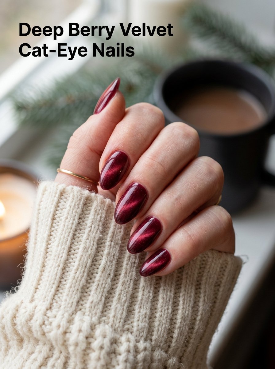 Woman displaying winter velvet n