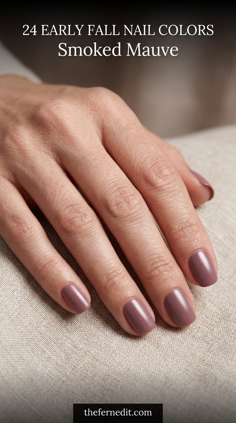 Woman hand with mauve nails